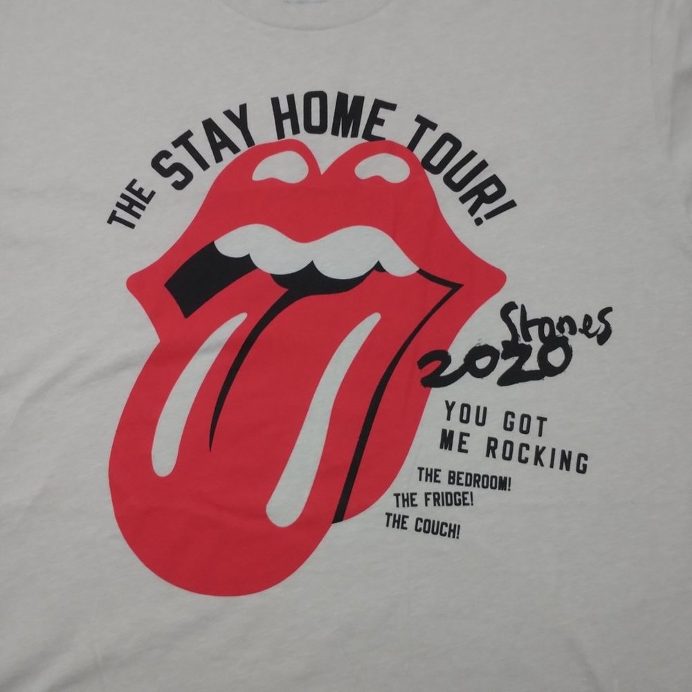 The Rolling Stones The Stay At Home Tour 2020 Tongue Logo Rock Shirt Sz. M - Picture 6 of 9
